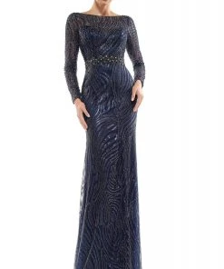 Formal Gowns Marsoni By Colors - MV1027 Embellished Bateau Trumpet Dress
