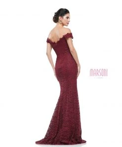 Marsoni By Colors - Off Shoulder Sheath Lace Gown M221 - 1 Pc Wine In Size 8 Available Formal Gowns 7 Marsoni By Colors - Off Shoulder Sheath Lace Gown M221 - 1 Pc Wine In Size 8 Available Formal Gowns