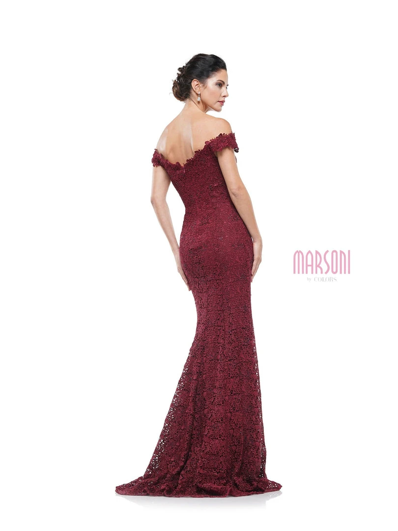 Marsoni By Colors - Off Shoulder Sheath Lace Gown M221 - 1 Pc Wine In Size 8 Available Formal Gowns 4 Marsoni By Colors - Off Shoulder Sheath Lace Gown M221 - 1 Pc Wine In Size 8 Available Formal Gowns