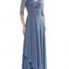 Marsoni By Colors - Quarter Sleeve A-Line Formal Dress MV1135 - 1 Pc Slate Blue In Size 14 Available Formal Gowns