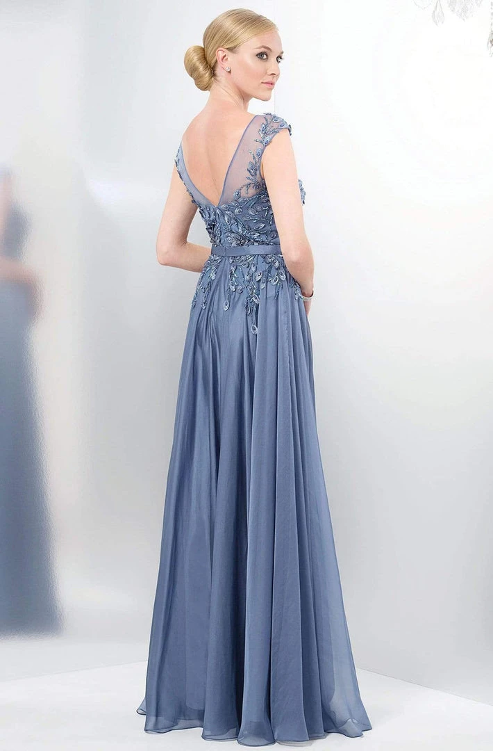 Marsoni By Colors - Romantic Lace Illusion Evening Gown M116 - 1 Pc Slate Blue In Sizes 8 Available Formal Gowns 4 Marsoni By Colors - Romantic Lace Illusion Evening Gown M116 - 1 Pc Slate Blue In Sizes 8 Available Formal Gowns