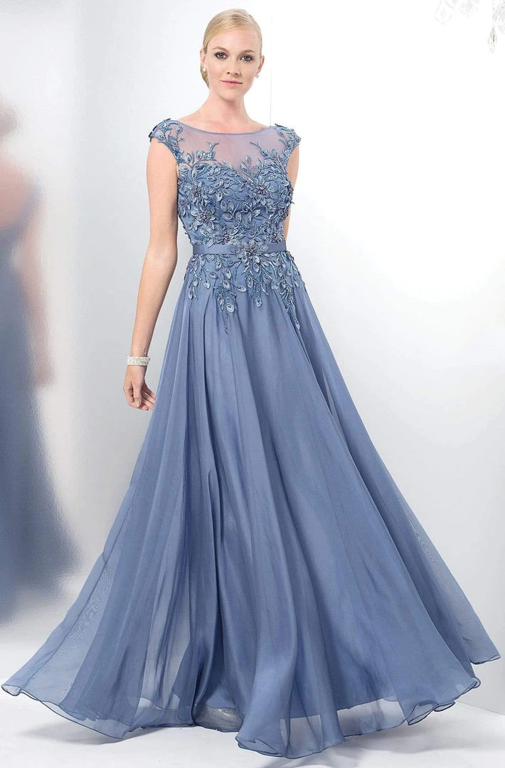 Marsoni By Colors - Romantic Lace Illusion Evening Gown M116 - 1 Pc Slate Blue In Sizes 8 Available Formal Gowns 3 Marsoni By Colors - Romantic Lace Illusion Evening Gown M116 - 1 Pc Slate Blue In Sizes 8 Available Formal Gowns