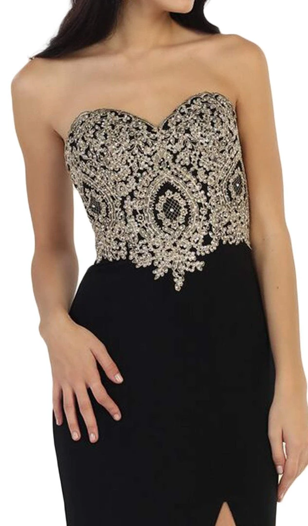 Formal Gowns May Queen - Appliqued Prom Gown With Slit 4 Formal Gowns May Queen - Appliqued Prom Gown With Slit