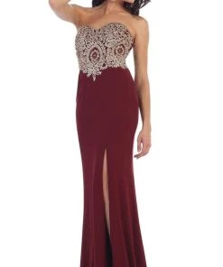 Formal Gowns May Queen - Appliqued Prom Gown With Slit 18 Formal Gowns May Queen - Appliqued Prom Gown With Slit
