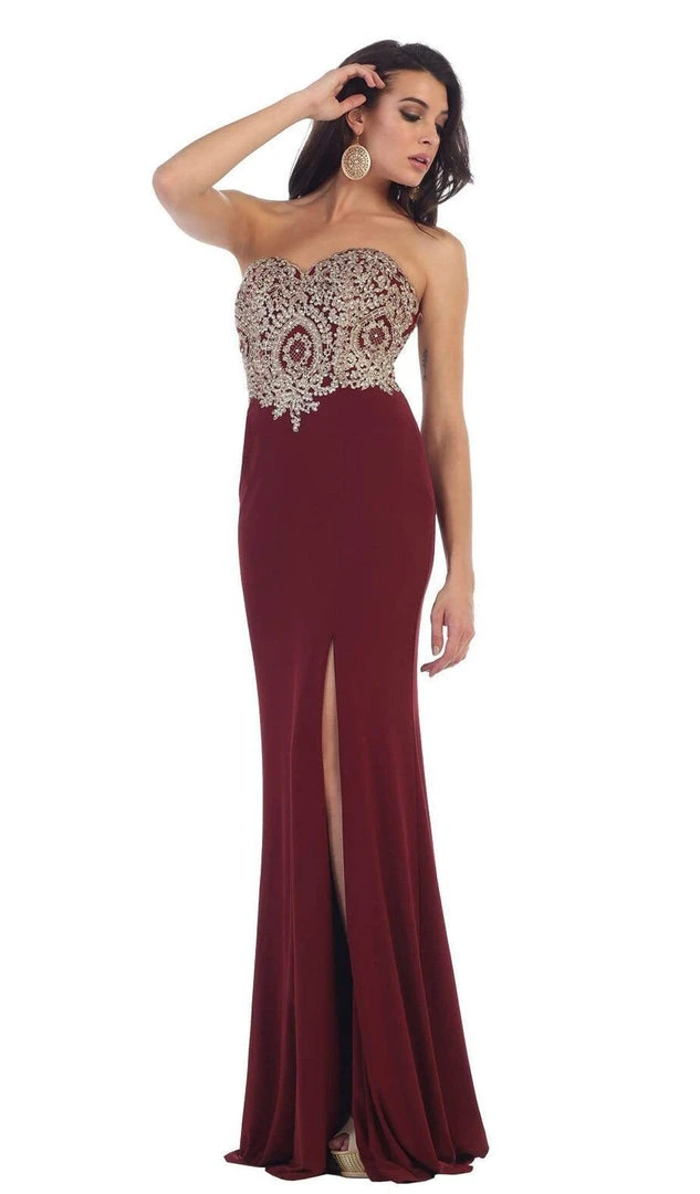 Formal Gowns May Queen - Appliqued Prom Gown With Slit 7 Formal Gowns May Queen - Appliqued Prom Gown With Slit