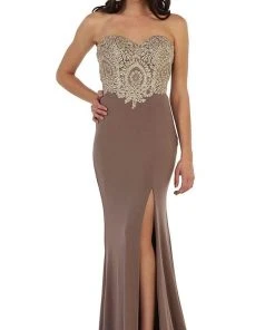 Formal Gowns May Queen - Appliqued Prom Gown With Slit 20 Formal Gowns May Queen - Appliqued Prom Gown With Slit