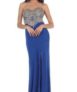 Formal Gowns May Queen - Appliqued Prom Gown With Slit 24 Formal Gowns May Queen - Appliqued Prom Gown With Slit