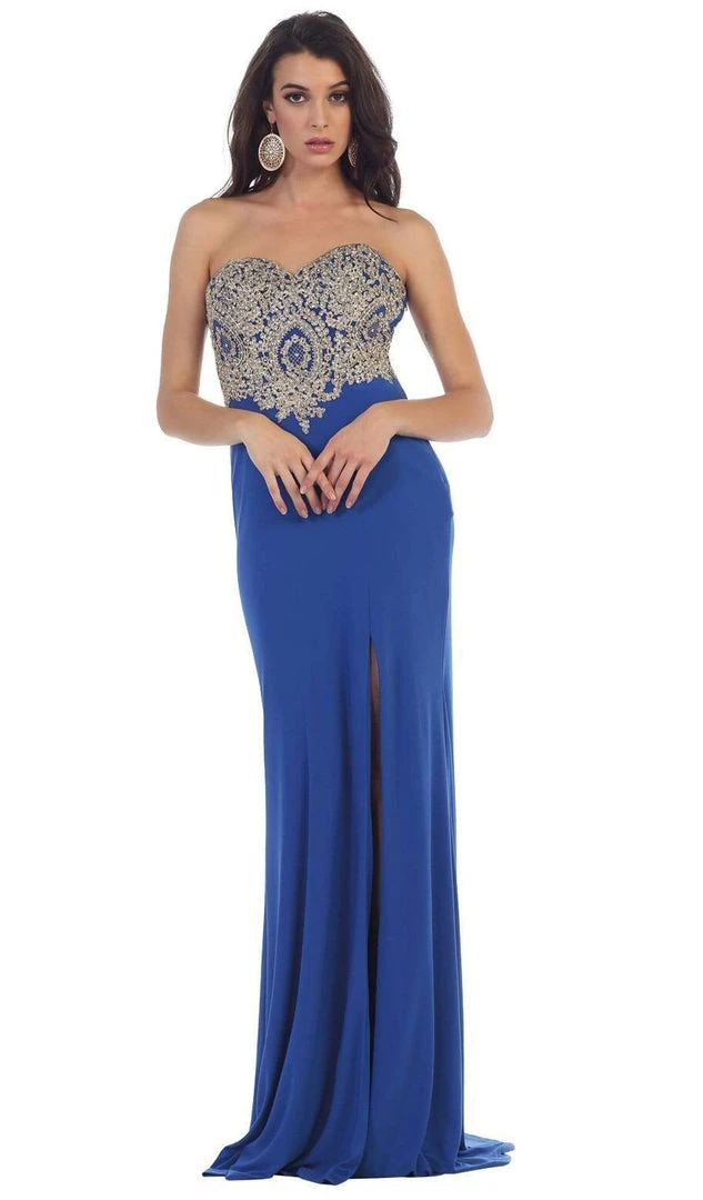 Formal Gowns May Queen - Appliqued Prom Gown With Slit 13 Formal Gowns May Queen - Appliqued Prom Gown With Slit