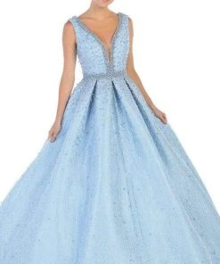 May Queen - Bead-Strewn Plunging Bodice Ballgown LK112 - 1 Pc Mauve In Size 8 Available Formal Gowns