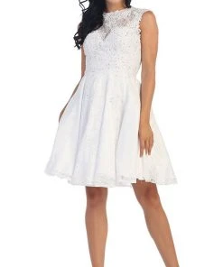 May Queen - Beaded Floral A Line Cocktail Dress