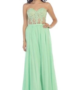 May Queen - Beaded Floral Chiffon Prom Dress
