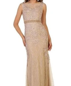 May Queen - Beaded Illusion Bateau Sheath Evening Gown RQ7524 Formal Gowns 12 May Queen - Beaded Illusion Bateau Sheath Evening Gown RQ7524 Formal Gowns