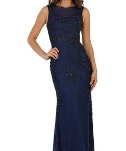 May Queen - Beaded Illusion Bateau Sheath Evening Gown RQ7524 Formal Gowns