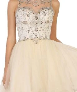 May Queen - Beaded Illusion Cocktail Dress Cocktail Dresses