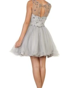 May Queen - Beaded Illusion Cocktail Dress Cocktail Dresses