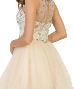 May Queen - Beaded Illusion Cocktail Dress Cocktail Dresses