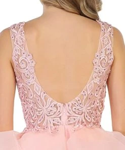 Cocktail Dresses May Queen - Beaded Lace Deep V-neck Cocktail Dress