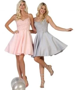 May Queen - Beaded Lace V-Neck A-Line Short Party Dress MQ1652 Cocktail Dresses