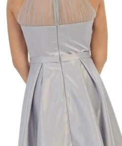 Cocktail Dresses May Queen - Bedazzled Illusion Halter A-line Prom Dress