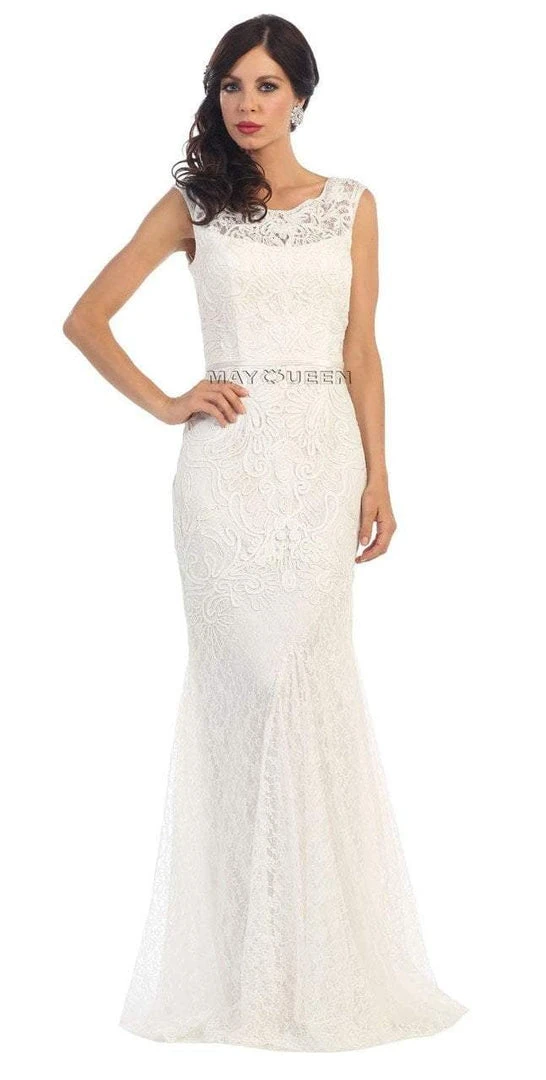 May Queen Bridal - Classy Bateau Illusion Trumpet Lace Dress MQ1258 Formal Gowns 3 May Queen Bridal - Classy Bateau Illusion Trumpet Lace Dress MQ1258 Formal Gowns