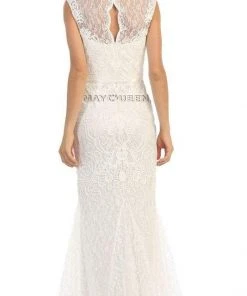 May Queen Bridal - Classy Bateau Illusion Trumpet Lace Dress MQ1258 Formal Gowns 7 May Queen Bridal - Classy Bateau Illusion Trumpet Lace Dress MQ1258 Formal Gowns