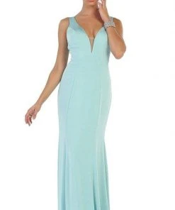 Formal Gowns May Queen Bridal - MQ1431 Sleeveless Plunging Trumpet Gown