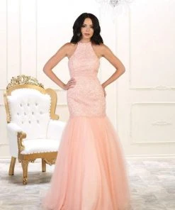 May Queen Bridal - RQ7505 Embroidered High Halter Mermaid Dress Formal Gowns 9 May Queen Bridal - RQ7505 Embroidered High Halter Mermaid Dress Formal Gowns