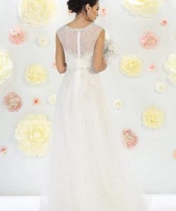 May Queen Bridal - Sequined Lace Bateau Illusion A-line Dress RQ7461 7 May Queen Bridal - Sequined Lace Bateau Illusion A-line Dress RQ7461