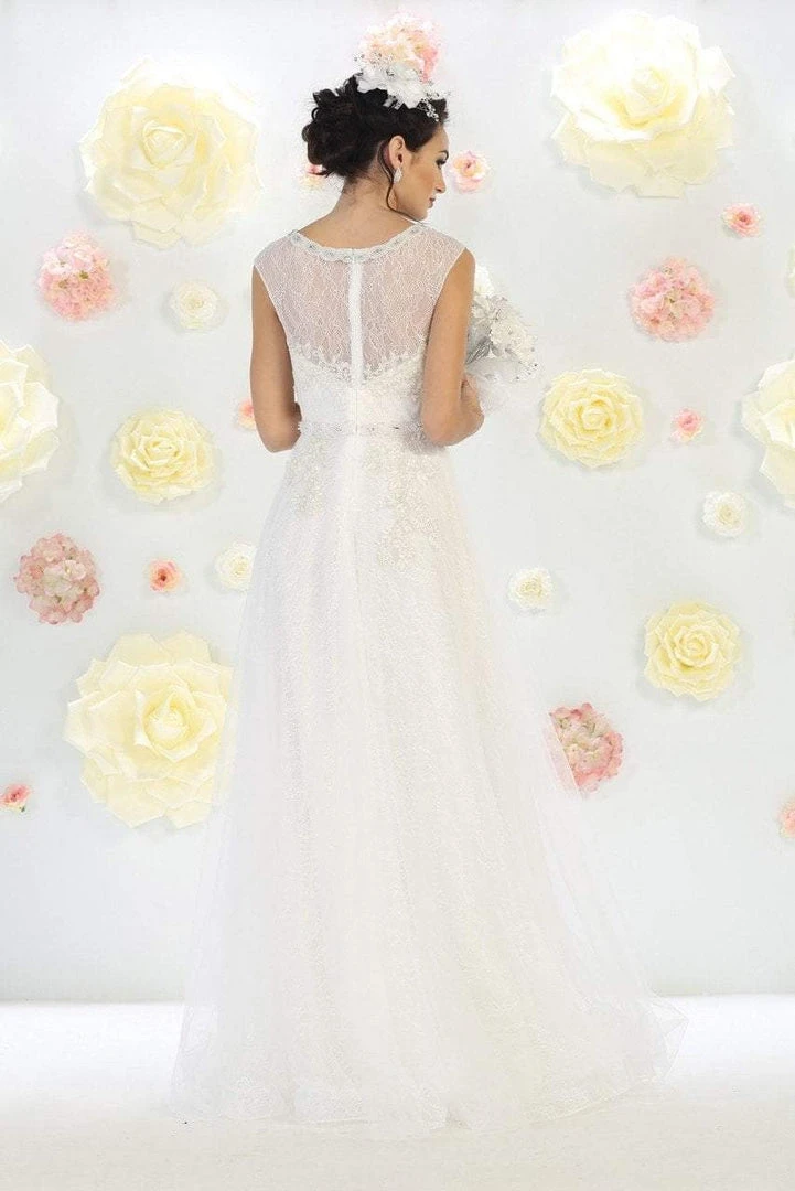 May Queen Bridal - Sequined Lace Bateau Illusion A-line Dress RQ7461 4 May Queen Bridal - Sequined Lace Bateau Illusion A-line Dress RQ7461