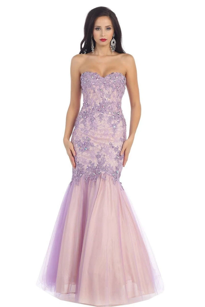 May Queen Bridal - Strapless Mermaid Dress With Embellished Lace Appliqued Bodice RQ7248 Formal Gowns 5 May Queen Bridal - Strapless Mermaid Dress With Embellished Lace Appliqued Bodice RQ7248 Formal Gowns