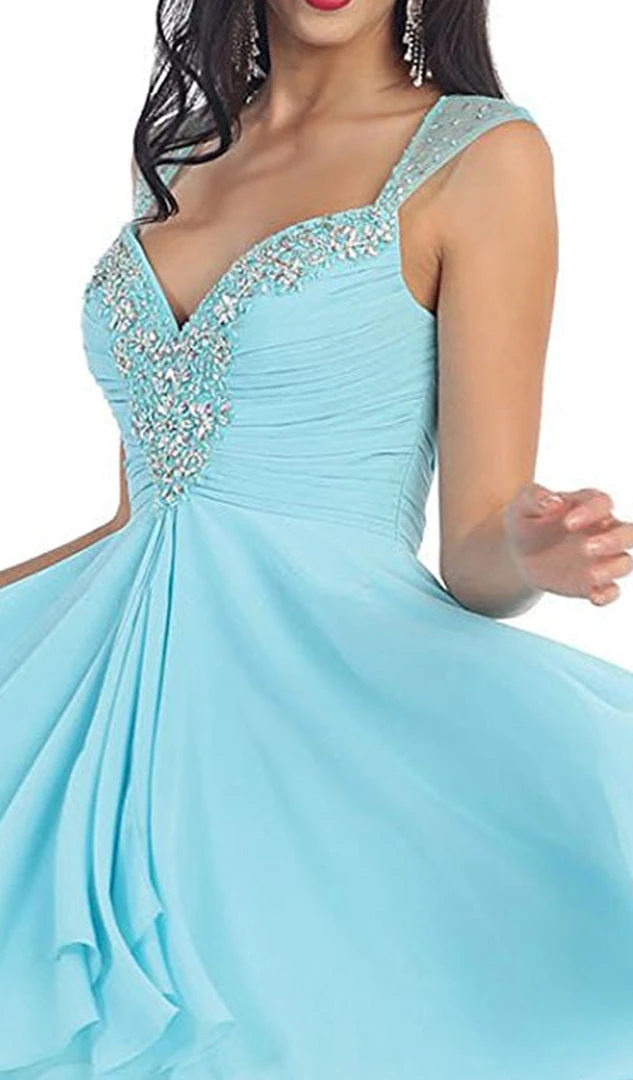 May Queen - Cap Sleeve Floral Jeweled A-Line Cocktail Dress Cocktail Dresses 4 May Queen - Cap Sleeve Floral Jeweled A-Line Cocktail Dress Cocktail Dresses