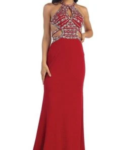 May Queen - Crisscrossed Cutout Jeweled Sheath Prom Gown Formal Gowns 13 May Queen - Crisscrossed Cutout Jeweled Sheath Prom Gown Formal Gowns