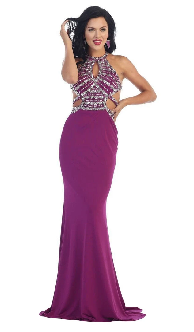 May Queen - Crisscrossed Cutout Jeweled Sheath Prom Gown Formal Gowns 3 May Queen - Crisscrossed Cutout Jeweled Sheath Prom Gown Formal Gowns