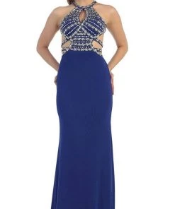 May Queen - Crisscrossed Cutout Jeweled Sheath Prom Gown Formal Gowns 17 May Queen - Crisscrossed Cutout Jeweled Sheath Prom Gown Formal Gowns