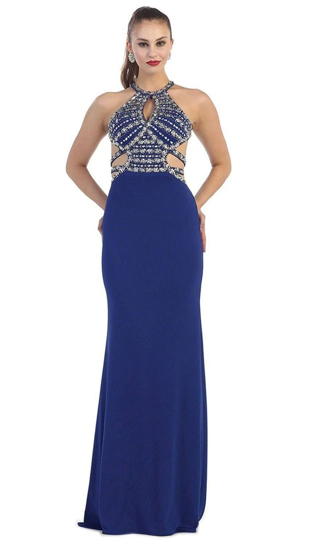 May Queen - Crisscrossed Cutout Jeweled Sheath Prom Gown Formal Gowns 9 May Queen - Crisscrossed Cutout Jeweled Sheath Prom Gown Formal Gowns