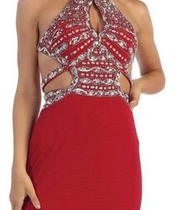 May Queen - Crisscrossed Cutout Jeweled Sheath Prom Gown Formal Gowns 15 May Queen - Crisscrossed Cutout Jeweled Sheath Prom Gown Formal Gowns