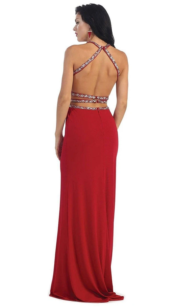 May Queen - Crisscrossed Cutout Jeweled Sheath Prom Gown Formal Gowns 6 May Queen - Crisscrossed Cutout Jeweled Sheath Prom Gown Formal Gowns