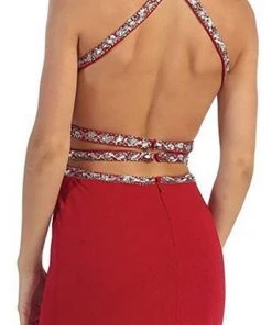 May Queen - Crisscrossed Cutout Jeweled Sheath Prom Gown Formal Gowns 16 May Queen - Crisscrossed Cutout Jeweled Sheath Prom Gown Formal Gowns