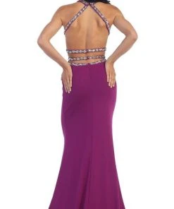 May Queen - Crisscrossed Cutout Jeweled Sheath Prom Gown Formal Gowns 12 May Queen - Crisscrossed Cutout Jeweled Sheath Prom Gown Formal Gowns