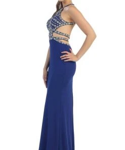 May Queen - Crisscrossed Cutout Jeweled Sheath Prom Gown Formal Gowns 19 May Queen - Crisscrossed Cutout Jeweled Sheath Prom Gown Formal Gowns