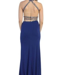 May Queen - Crisscrossed Cutout Jeweled Sheath Prom Gown Formal Gowns 18 May Queen - Crisscrossed Cutout Jeweled Sheath Prom Gown Formal Gowns