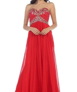 Formal Gowns May Queen - Crystal Flourished Chiffon Long Prom Gown