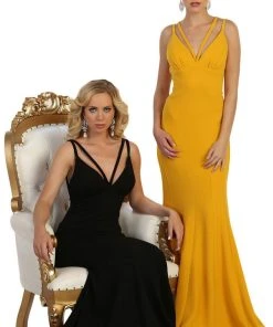 May Queen - Dual Banded Fitted Trumpet Evening Dress Formal Gowns 11 May Queen - Dual Banded Fitted Trumpet Evening Dress Formal Gowns