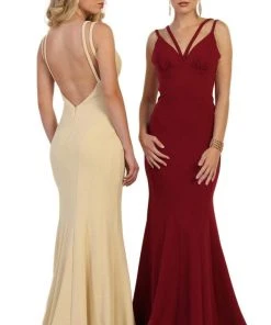 May Queen - Dual Banded Fitted Trumpet Evening Dress Formal Gowns 12 May Queen - Dual Banded Fitted Trumpet Evening Dress Formal Gowns