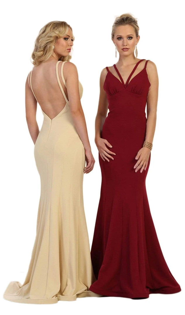 May Queen - Dual Banded Fitted Trumpet Evening Dress Formal Gowns 7 May Queen - Dual Banded Fitted Trumpet Evening Dress Formal Gowns