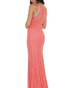 May Queen - Elegant Sleeveless Rhinestone Lace Prom Dress