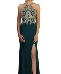 May Queen - Embellished Halter Sheath Evening Gown Formal Gowns 13 May Queen - Embellished Halter Sheath Evening Gown Formal Gowns