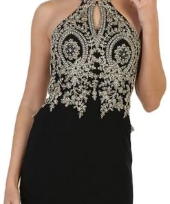 May Queen - Embellished Halter Sheath Evening Gown Formal Gowns