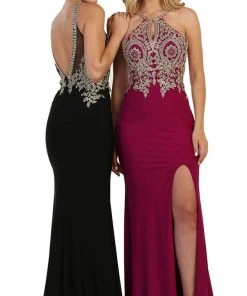 May Queen - Embellished Halter Sheath Evening Gown Formal Gowns 15 May Queen - Embellished Halter Sheath Evening Gown Formal Gowns