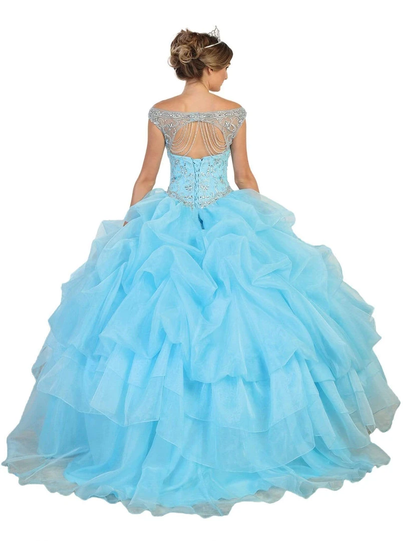 May Queen - Embellished Illusion Off-Shoulder Ruffled Quinceanera Ballgown Formal Gowns 10 May Queen - Embellished Illusion Off-Shoulder Ruffled Quinceanera Ballgown Formal Gowns